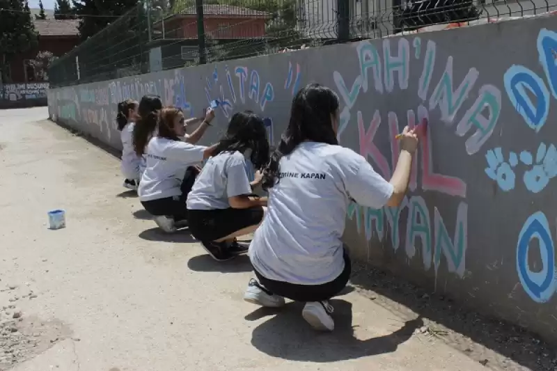 Hatay'da üniversite öğrencileri Okul Duvarlarına özlü Sözler Yazdı