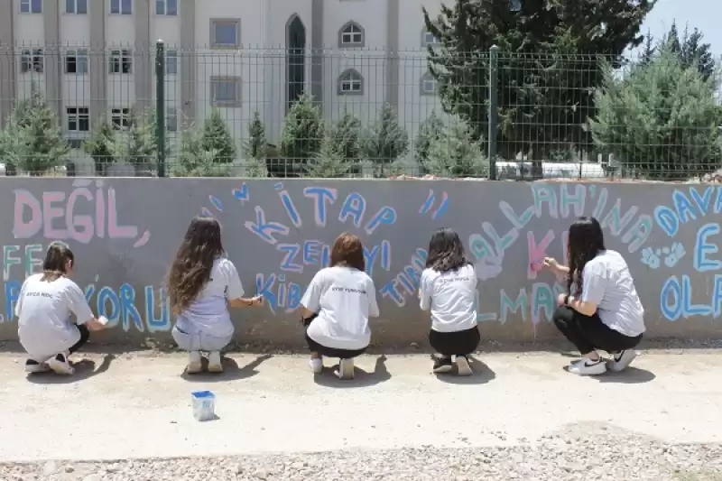 Hatay'da üniversite öğrencileri Okul Duvarlarına özlü Sözler Yazdı