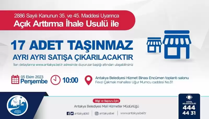 Antakya Belediyesi, 17 Taşınmazı Satışa çıkarılacak