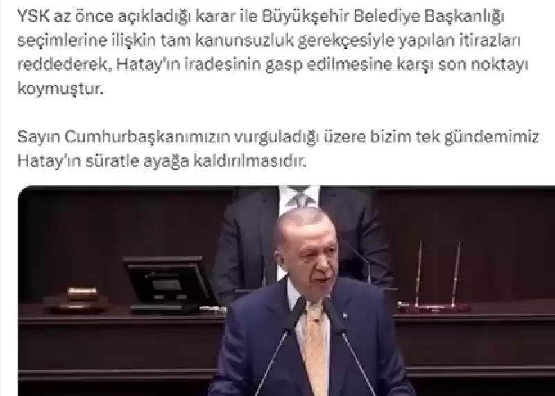 Erdoğan: Hataylılara Teşekkür Edeceğiz