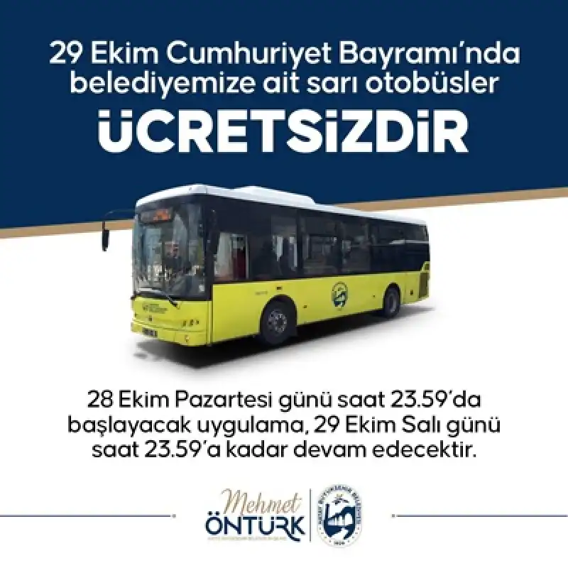 Cumhuriyet Bayramı’nda ücretsiz Servis Duyurusu