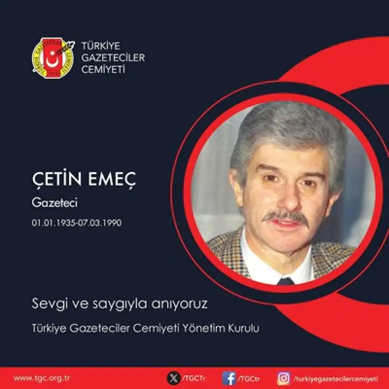 TGC: Çetin Emeç’i Sevgi Ve Saygıyla Anıyoruz