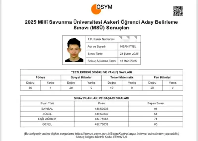 Hatay Doğa Koleji’nden Türkiye Derecesi: İhsan İyiel MSÜ’de 54. Oldu!