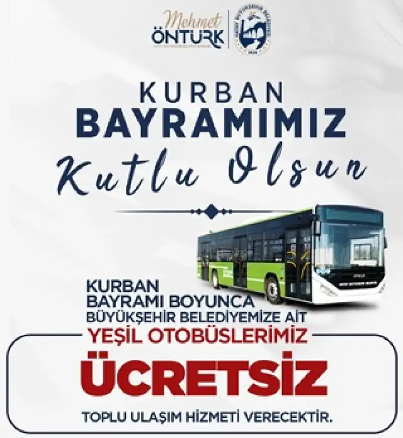 Bayram Boyunca Toplu Ulaşım ücretsiz