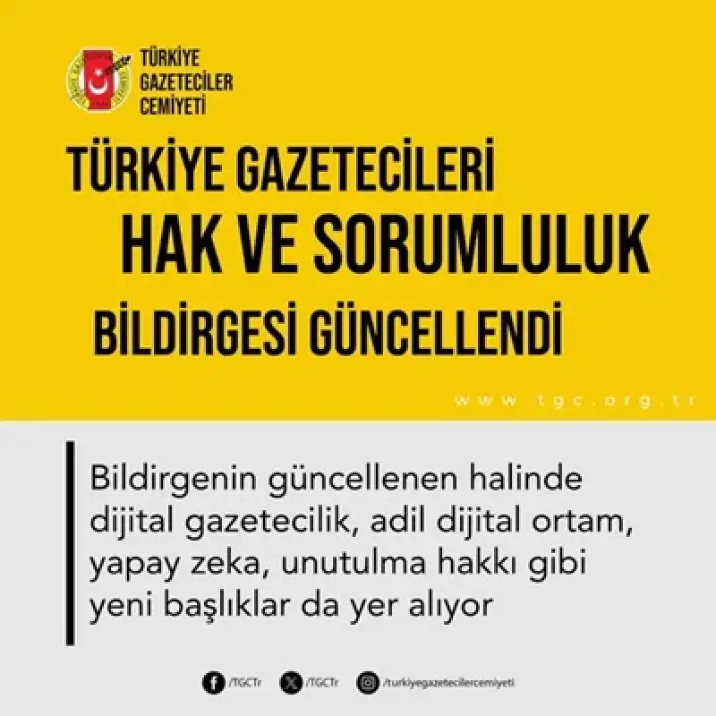 Türkiye Gazetecileri Hak Ve Sorumluluk Bildirgesi Güncellendi