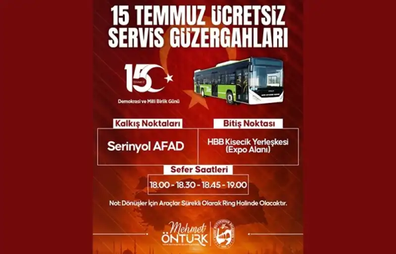 HBB’den 15 Temmuz Etkinliklerine ücretsiz Ulaşım Desteği