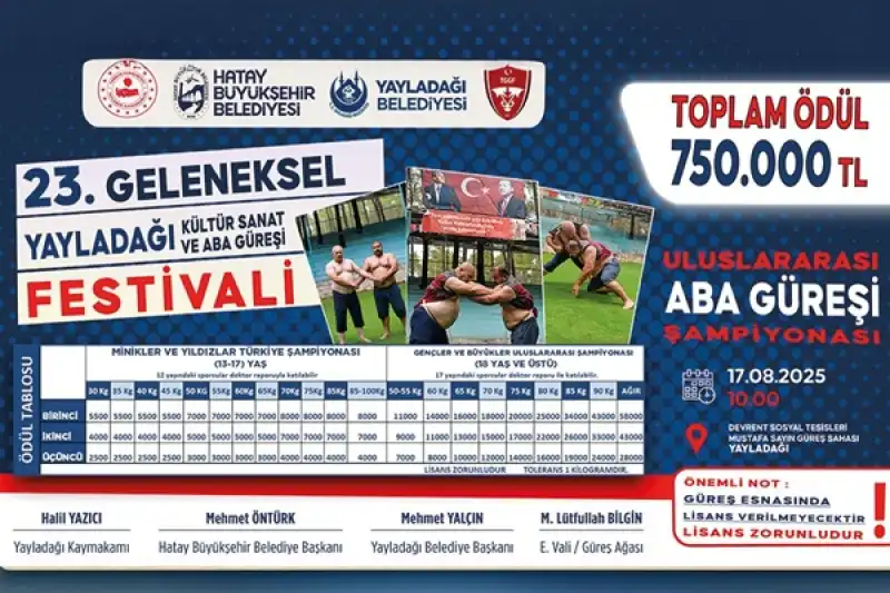 Yayladağı Kültür Sanat Ve Aba Güreşi Festivali Başlıyor