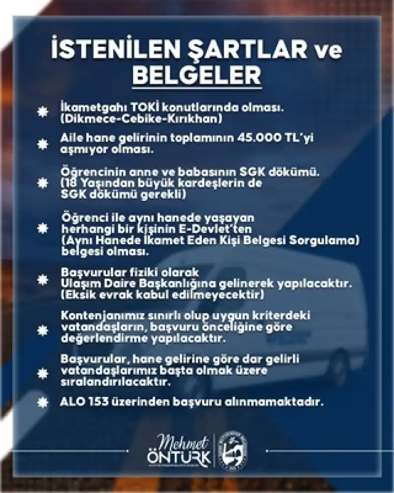 HBB’den öğrencilere Ulaşımda Destek