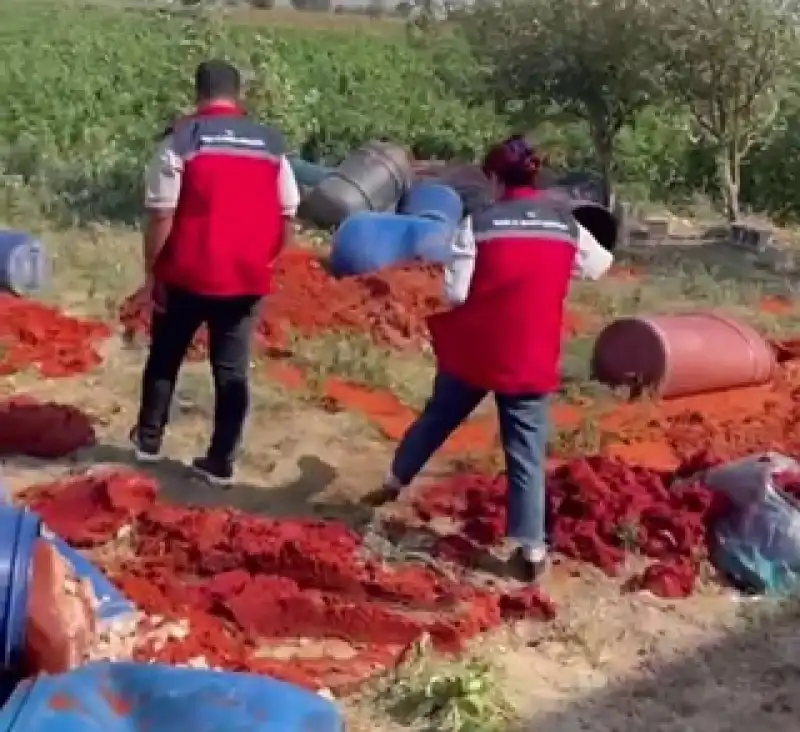 Katkı Maddesi Kullanılan Tonlarca Domates Ve Biber Posası İmha Edildi 