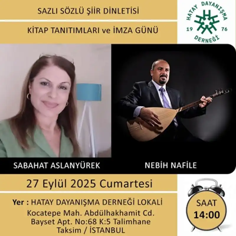 Şiir Ve Türkü Sıcaklığıyla İstanbul’da Hataylı Dostlar Buluşuyor