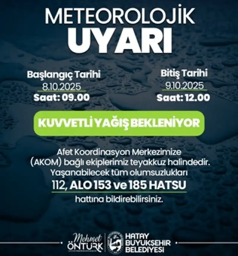 HBB’den Sağanak Yağış Uyarısı