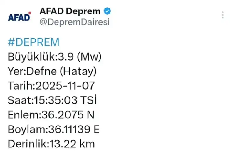 Hatay Defne’de Deprem!!