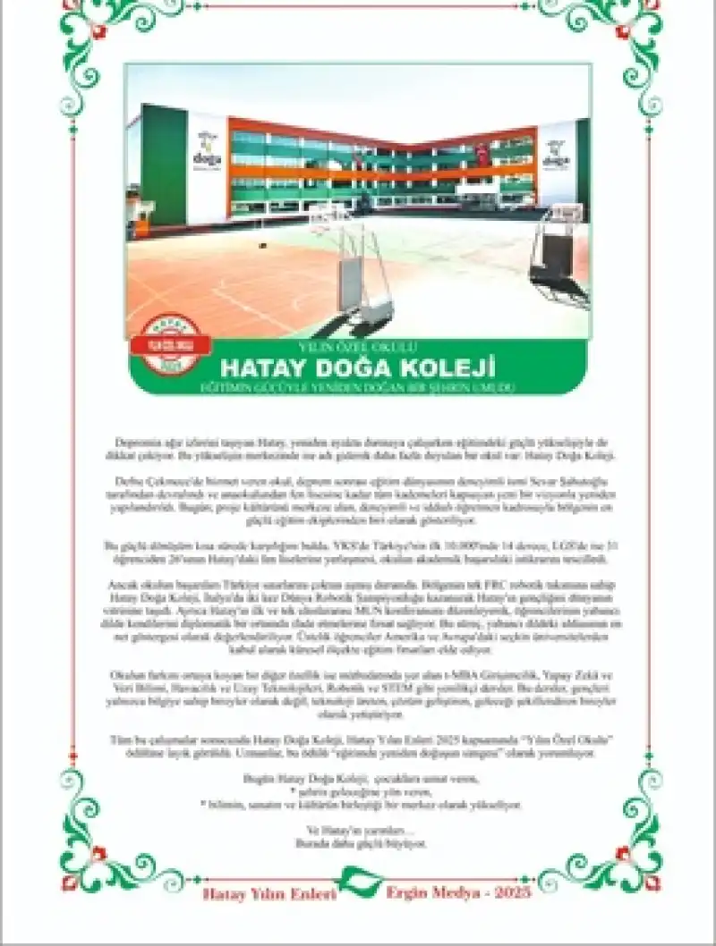 Yılın özel Okulu: Hatay Doğa Koleji