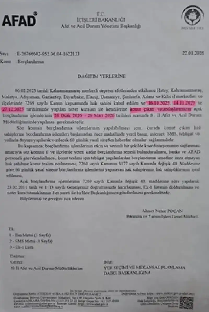 AFAD’dan Depremzedelere Önemli Uyarı: Borçlandırma İçin 60 Günlük Süre Başladı