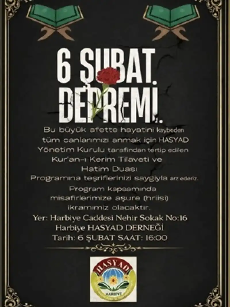 HASYAD’dan 6 Şubat Depreminin 3. Yıl Dönümünde Anma Programı