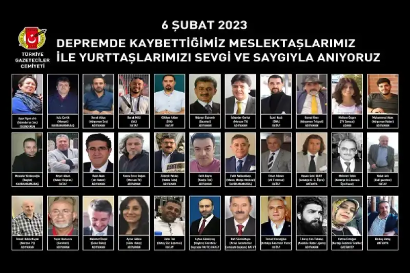 TGC: Depremde Kaybettiğimiz Meslektaşlarımız Ile Yurttaşlarımızı Sevgi Ve Saygıyla Anıyoruz