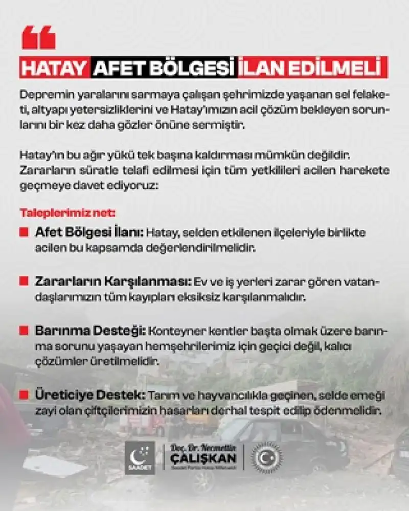 Çalışkan: Hatay Bu Ağır Yükü Tek Başına Kaldıramaz!