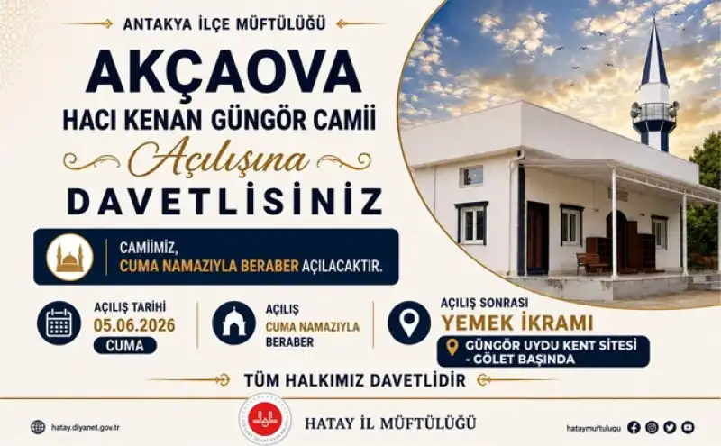 Akçaova Hacı Kenan Güngör Camii Cuma Günü İbadete Açılıyor