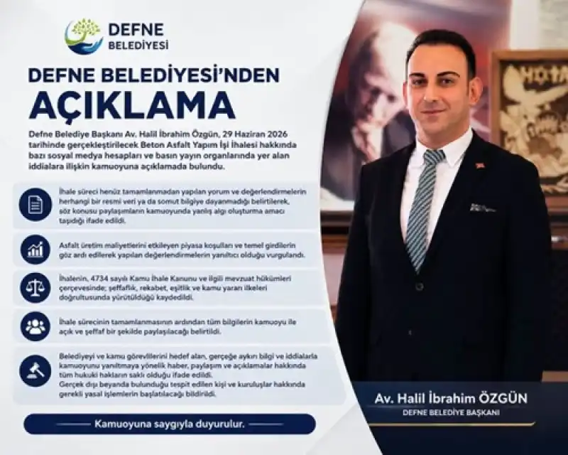 Defne Belediyesi’nden Asfalt İhalesi İddialarına Cevap