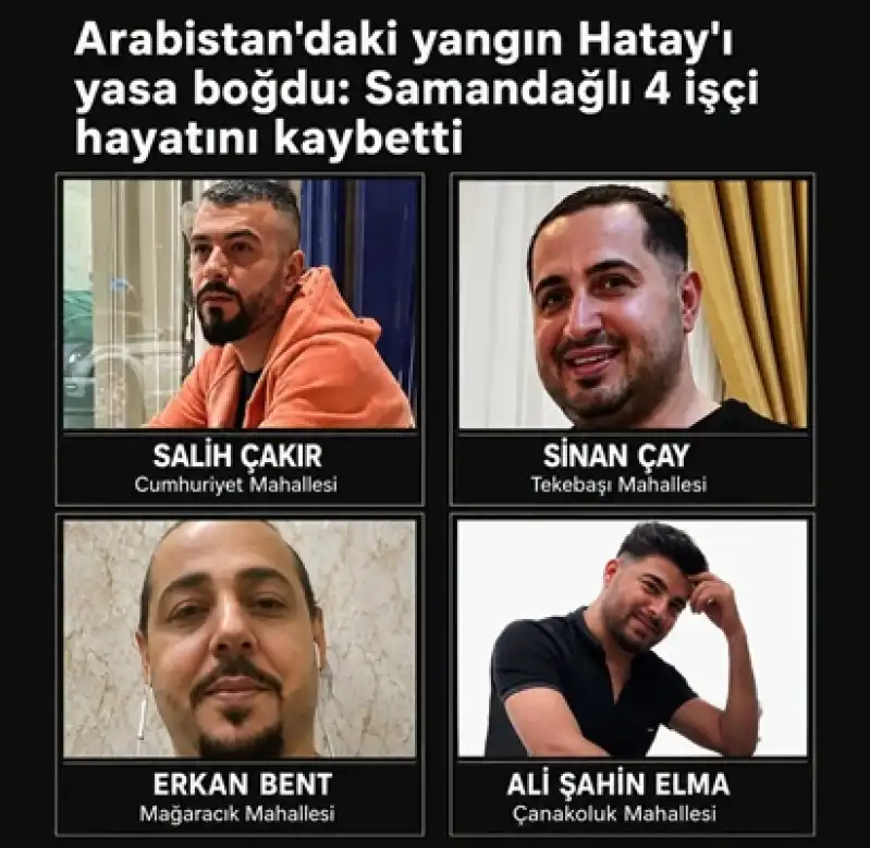 Arabistan'daki Yangın Hatay'ı Yasa Boğdu: Samandağlı 4 Işçi Hayatını Kaybetti