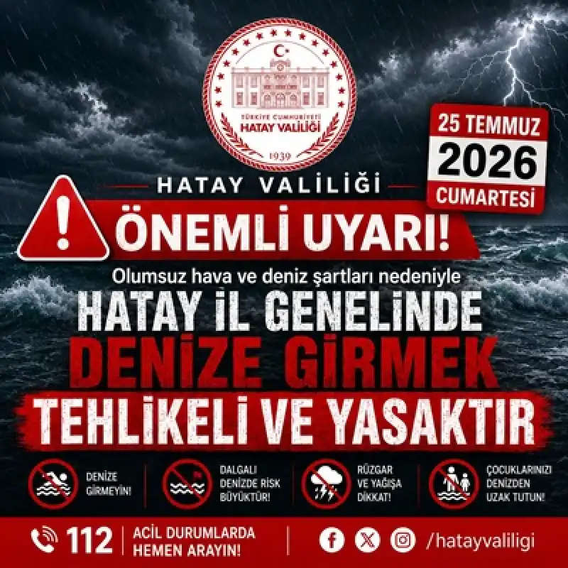 Hatay'da Denizlere Giriş 1 Gün Süreyle Yasaklandı