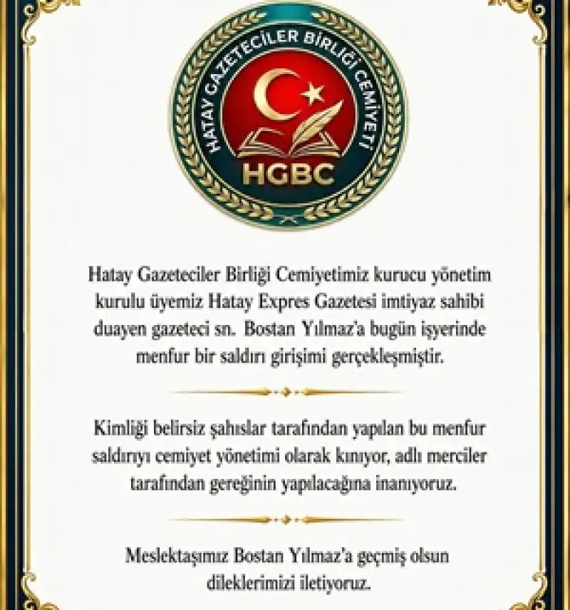 Gazeteci Bostan Yılmaz’a Menfur Saldırı Girişimi Kınıyoruz