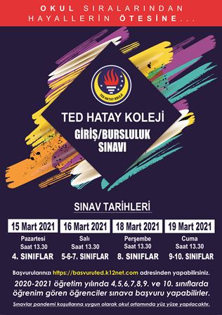 TED Hatay Kolejinde bursluluk sınavı takvimi belirlendi