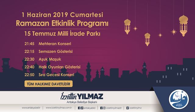 Antakya Belediyesi Ramazan etkinlikleri Cumartesi günü